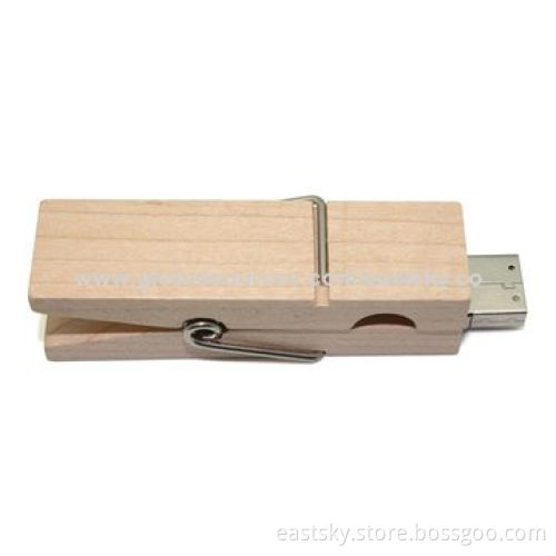 Custom Clip Wooden USB Drive, 64MB to 32GB Capacity, Warranty Free for 2 YearsNew